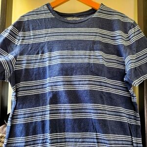 J. Crew Mercantile Men's Large dark-blue short-sleeve striped shirt